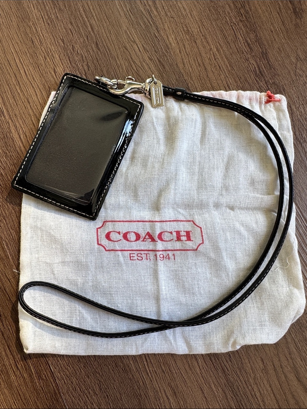Coach Black Signature Card Holder Lanyard - Picture 3 of 6
